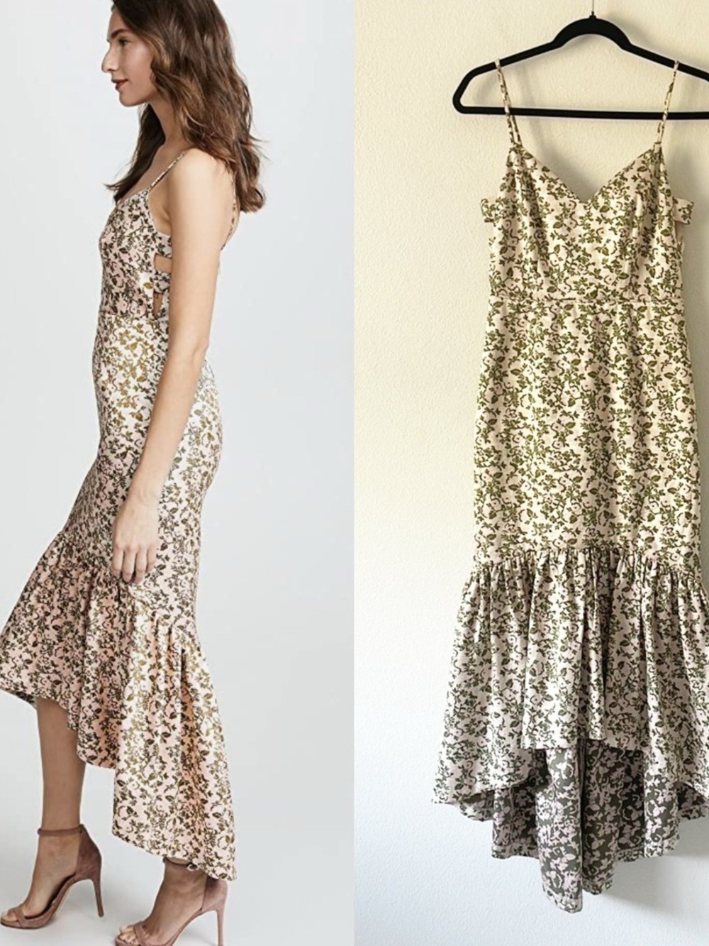Jill Stuart Cream Dress with Olive and Pink Floral Print